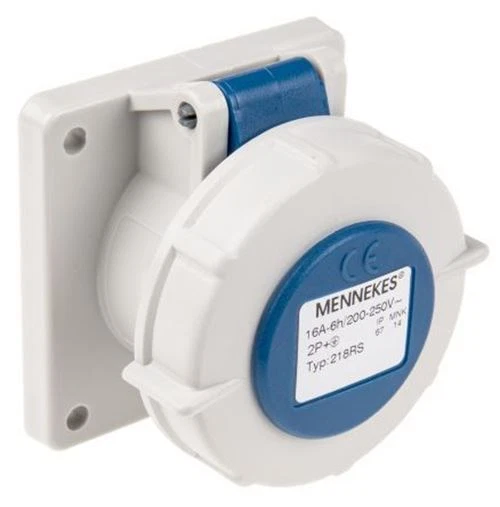 1 x Mennekes IP67 Blue Panel Mount 3P Industrial Power Socket, Rated At 16A, 230 - Image 1 of 1