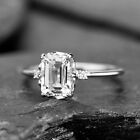 2Ct White Emerald Cut CZ Engagement Wedding Ring In Solid 925 Sterling Silver