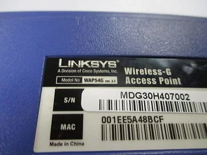 LINKSYS WAP54G VER 3.1 802.11b/g Wireless-G Access Point up to 54Mbps EXCL PSU - Bild 1 von 1