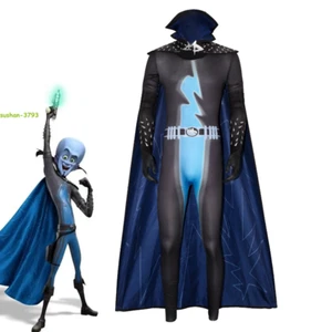 Halloween Megamind Cosplay Jumpsuit Cloak Metro City Superhero Bodysuit Costume - Picture 1 of 12