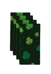 Tossed Shamrocks Deep Forest Green 18" x 18" Napkins 1 Dozen - Picture 1 of 1