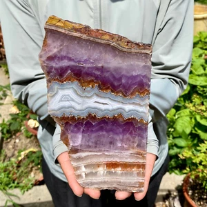 440G Natural Amethyst Agate Crystal Hand cut Piece Specimen Healing - Picture 1 of 14