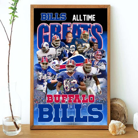 Buffalo Bills All Time Great Player Poster Christmas Gift For Dad Mom Fan Cover