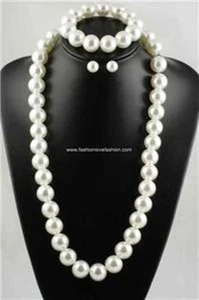 1 Set Faux Pearl: collar largo, 28 "+ pulsera + pendientes; Tamaño de la perla: 10 mm a 20 mm - Imagen 1 de 5