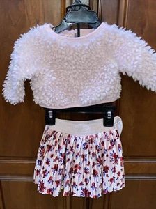 Pippa And Julie Pink Floral Faux Fur Velour 3 Pc. Skirt Sweater Diaper Set 3-6m - Picture 1 of 9