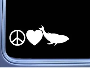 Peace Love Wal L819 8 Zoll Aufkleber Meeresleben Buckel Moby Decal - Bild 1 von 1