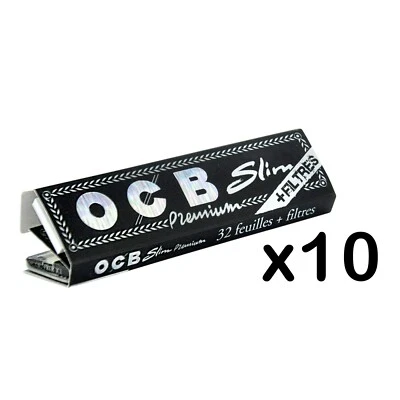 10 Packs OCB Black Premium King Size Slim Papers + Perforated Roach Filter Tips - Image 1 of 4