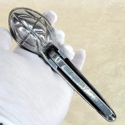 Nut Cracker Unique Design Vintage I W Kosecoff MFG Co Walnut Design Pewter Used - Image 1 of 4