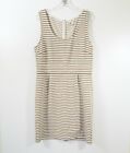 Loft Size 14 Womens Tan White Striped Aline Scoop Neck Sleeveless Dress