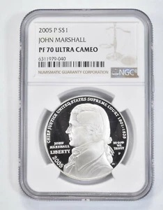 2005 P John Marshall Commemorative Proof Silver Dollar NGC PF70 UCAM - Picture 1 of 5