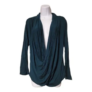 Always Indigo Mujer S Cruzado Drapeado Verde Teal Oscuro Pullover Camiseta Suéter - Imagen 1 de 7