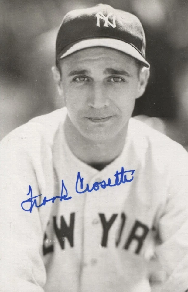 Frank Crosetti autographed vintage NY Yankees Rowe Postcard size photo - Image 1 of 1