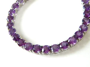 Sterling Silver 925 Natural African Amethyst Tennis Bracelet Fits 7" - Picture 1 of 24