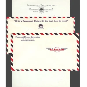 Set of 3 Vintage Paramount Pictures Corporation Letterhead & Airmail Envelopes - Picture 1 of 1
