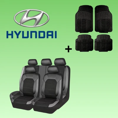 Juego completo de 5 asientos de lujo de cuero sintético negro para todos Hyundai Foto 1 de 4