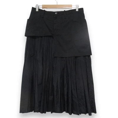 Falda Larga Plisada en Capas Yohji Yamamoto, Talla 2, Negra Mujer USADA Foto 1 de 4