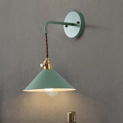 Modern Green Macaron Wall Sconce – iYoee MKL07 Hardwired E26 Brushed Brass - Image 1 of 4
