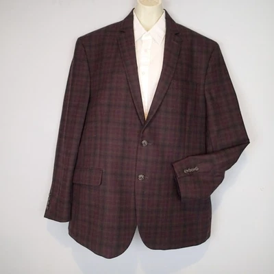 Daniel Hechter Blue burhundy brown Plaid Wool Blazer Jacket 46r fall - Image 1 of 4