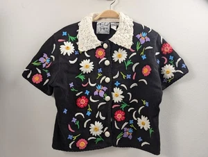 Vintage 1998 Michael Simon Beaded Floral Colorful Maximalist Art Sweater Size M - Picture 1 of 11