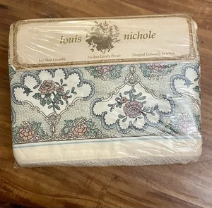 Vintage Louis Nichole Pompadour Full Size Sheet Set Flat Fitted NEW Old Stock - Picture 1 of 5