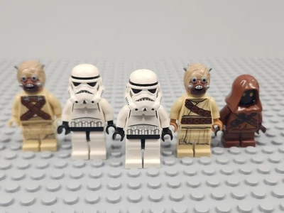 Lote de (5) minifiguras LEGO Star Wars: Imperial Stormtrooper Tuskan Raider Jawa Foto 1 de 4