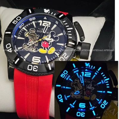 Invicta - Reloj Hombre Mickey Mouse #1039 Automático Disney Rojo Negro  Foto 1 de 4