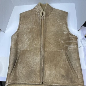 Sawyer Of Napa Men's Suede Sheepskin Shearling Vest Jacket L - Picture 1 of 16