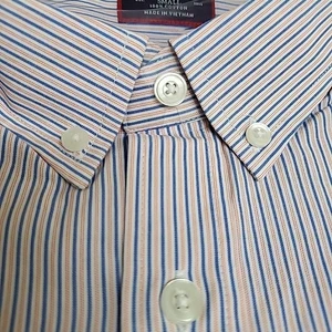 UNTUCKit Chenel Mens Small Long Sleeve Button Down Shirt Stripes Blue Orange NWT - Picture 1 of 8