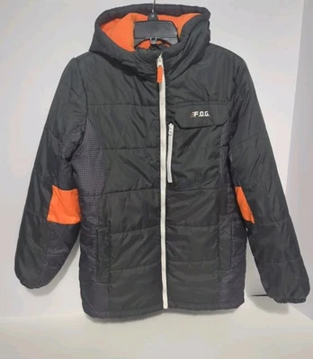 Abrigo de invierno London Fog talla 14/16 para niños gris naranja capucha F.O.G. Foto 1 de 4