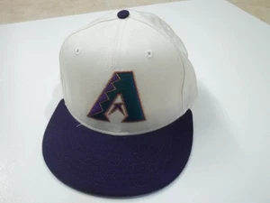 VTG Arizona Diamondbacks White Purple New Era 5950 Fitted Pro Hat 7 Wool - Picture 1 of 7