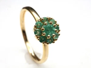 GJ69 * HARRY IVENS RING (20) SAMBIA SMARAGD RUND FACETT 925er SILBER/VERG  - Bild 1 von 6