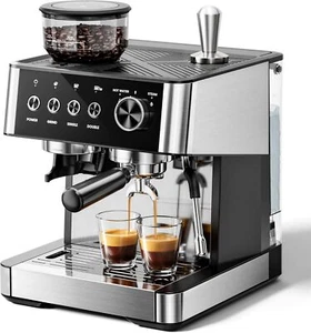 20 Bar Espresso Coffee Machines with Steam Milk Frother Steam Wand & Grinder - Picture 1 of 8