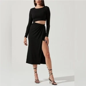 ASTR Westwood Cutout Long Sleeve Midi Dress in Black XS - Picture 1 of 8