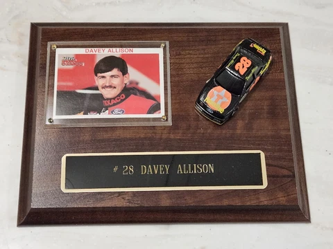 1990's Davey Allison Plaque With Card And Car. Havoline Cover