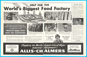 1944 WWII Allis Chambers food production farm factory print ad soldiers Victory - Picture 1 of 6