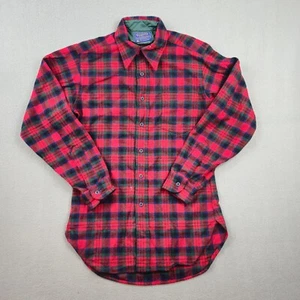 Vintage 1970s Pendleton Pure Wool Flannel Shirt Mens M Red Plaid Made in USA 70s - Picture 1 of 10