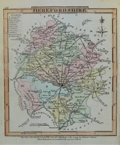HEREFORDSHIRE, George Gray, Original Hand Coloured Antique County Map 1824 - Picture 1 of 1