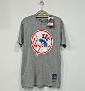 New York YANKEES Mitchell & Ness Cooperstown Collection Top Hat Logo T Shirt Tee - Picture 1 of 7