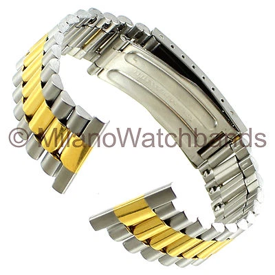 Correa de reloj con cierre plegable de acero inoxidable de dos tonos de extremo recto ROWI de 22 mm Foto 1 de 4