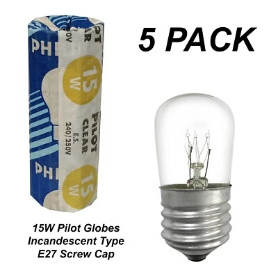 5 x 15W Clear Pilot Light Globe Bulb Lamp ES Screw E27 Incandescent Philips - Image 1 of 4