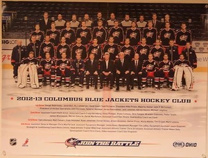 PÓSTER DEL EQUIPO Columbus Blue Jackets 2012-2013 ~ primer año de Bobrovsky - Imagen 1 de 1