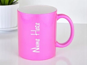 Personalised Engraved Mug With Name 11oz Durham Mug Pink Glitter - Picture 1 of 2