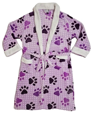 Local de resgate de animais G/XL aconchegante roupão de banho de pelúcia de lã estampas de pata de cachorro - Imagem 1 de 4