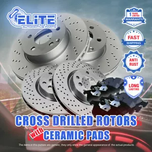 Front + Rear Cross Drilled Rotors & Ceramic Pads for 1997 Acura CL 3.0L - Foto 1 di 1