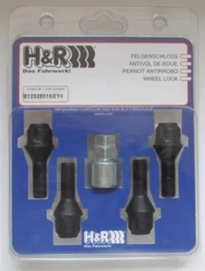 H&R Felgenschloss M14 x 1,5 x 28mm Kegelbund 60° SW17/19 schwarz - Picture 1 of 1