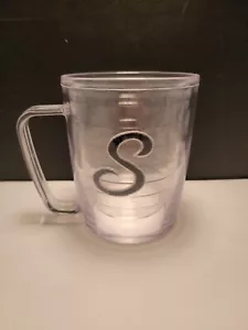 Tervis 16 Oz Insulated Clear Tumbler Mug Black Initial Letter “S” Monogram - Picture 1 of 5