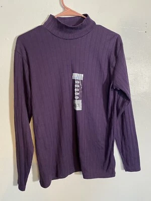 Top Bobbie Brooks para mujer mediano púrpura manga larga cuello falso NUEVO Foto 1 de 4