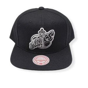 Mitchell & Ness Seattle Supersonics Wool Black/White HWC Adjustable Snapback Hat - Picture 1 of 6