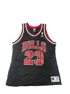 Vintage Champion Michael Jordan Jersey Chicago Bulls NBA Size 44 Large Black - Picture 1 of 4