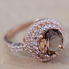 3ct Round Lab-Created Chocolate Diamond Halo Wedding Ring 14k Rose Gold Plated